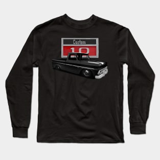 1966 Slammed Black Chevy C10 Truck Long Sleeve T-Shirt